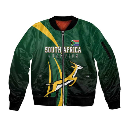South Africa WC2026 Personalized Sleeve Zip Bomber Jacket Springboks Champion