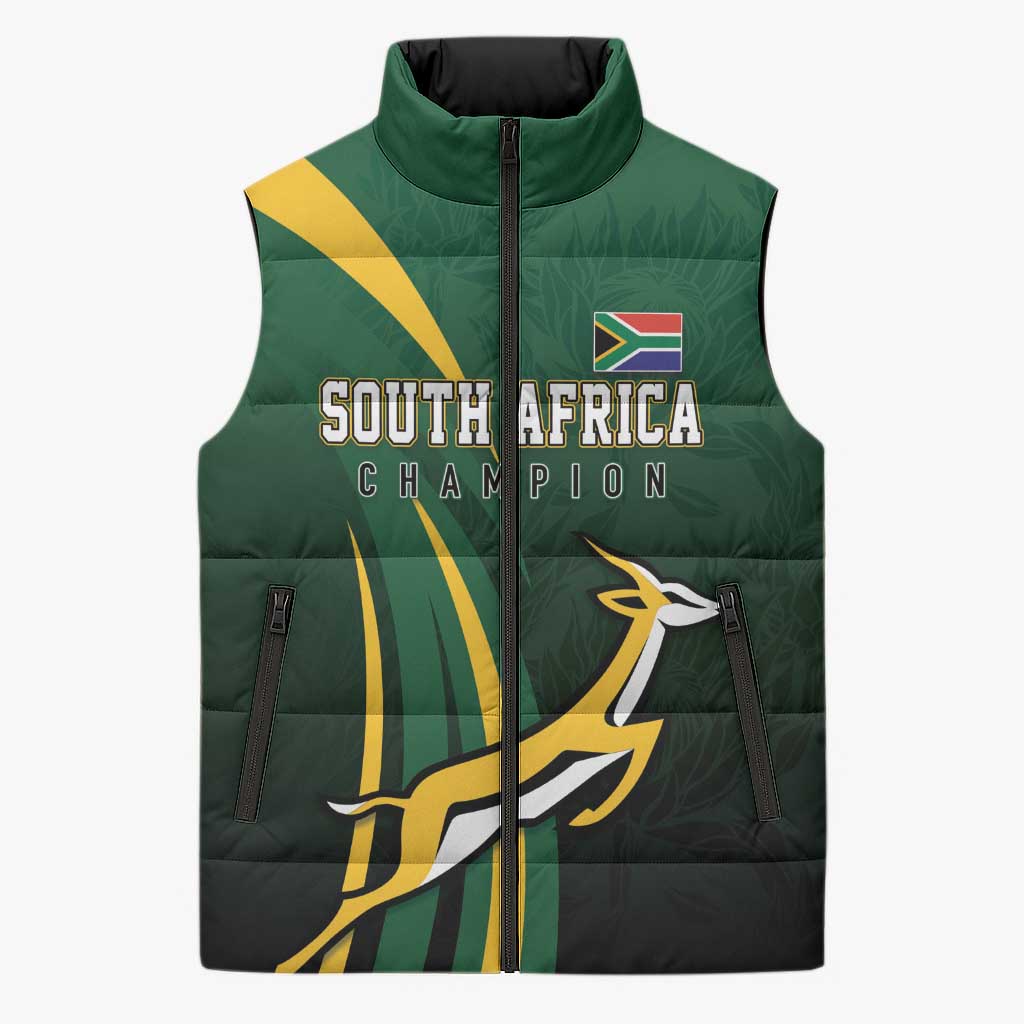 South Africa WC2026 Personalized Sleeveless Puffer Jacket Springboks Champion