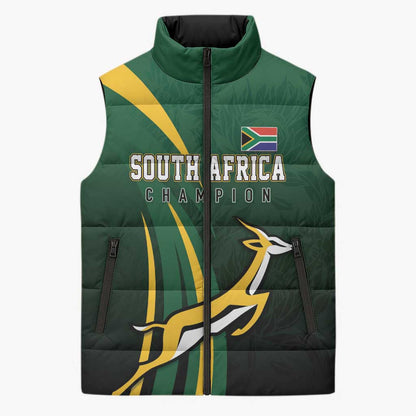 South Africa WC2026 Personalized Sleeveless Puffer Jacket Springboks Champion