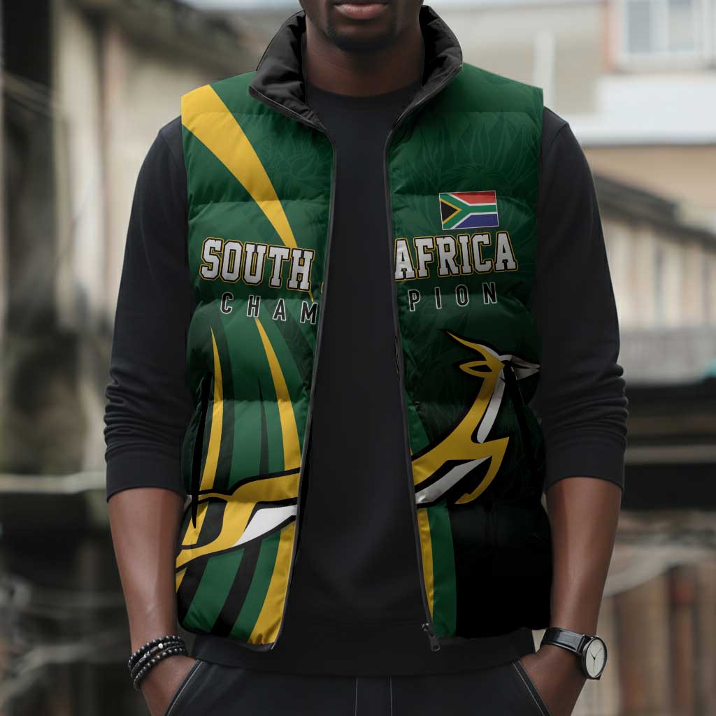 South Africa WC2026 Personalized Sleeveless Puffer Jacket Springboks Champion