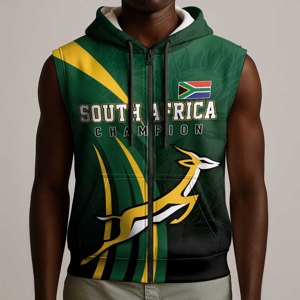South Africa WC2026 Personalized Sleeveless Zip Hoodie Springboks Champion