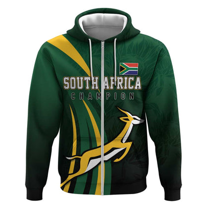 South Africa WC2026 Personalized Zip Hoodie Springboks Champion