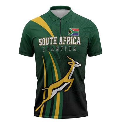 South Africa WC2026 Personalized Zipper Polo Shirt Springboks Champion