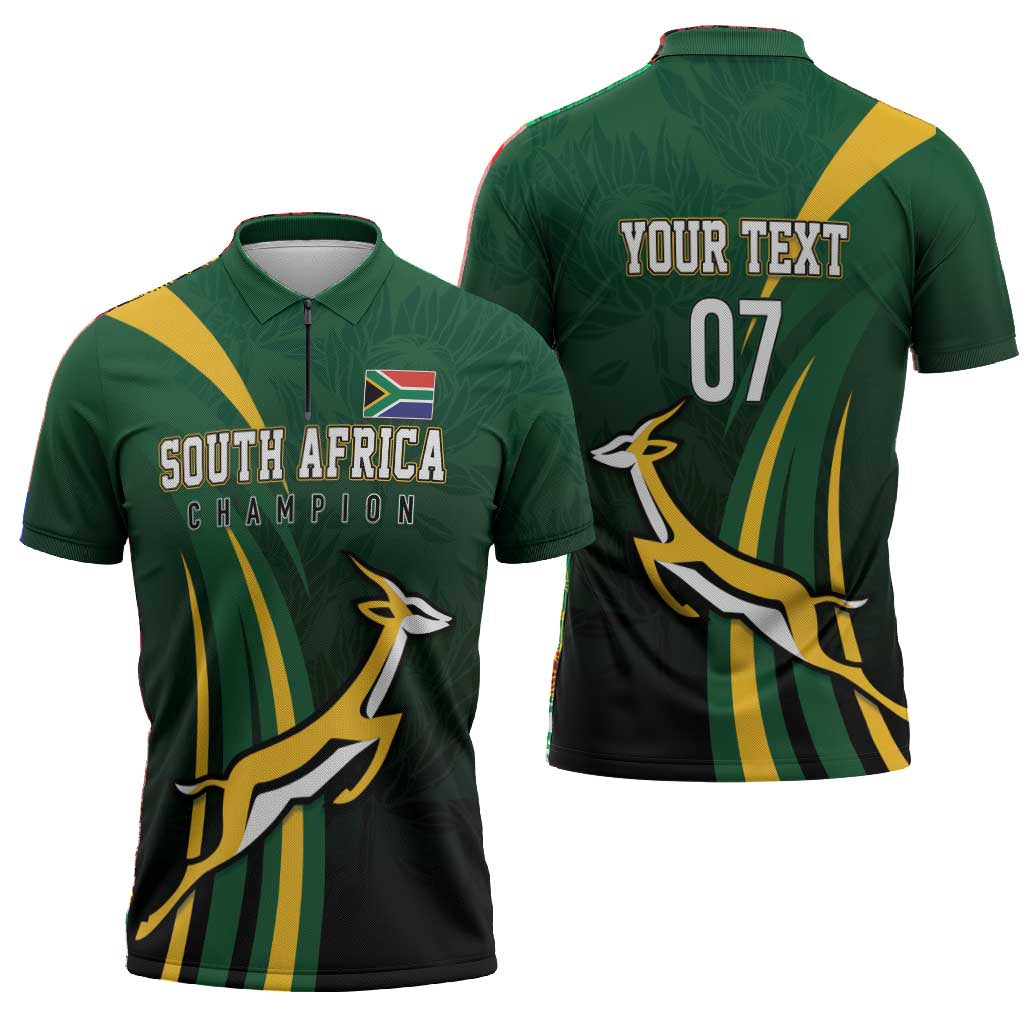South Africa WC2026 Personalized Zipper Polo Shirt Springboks Champion