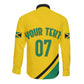 Personalised Jamaica Football Long Sleeve Button Shirt Reggae Boyz Retro WC 1998 Inspired