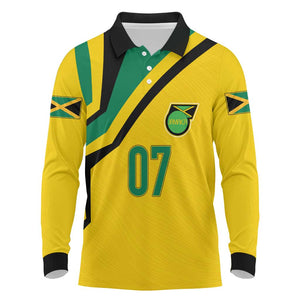 Personalised Jamaica Football Long Sleeve Polo Shirt Reggae Boyz Retro WC 1998 Inspired