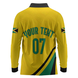 Personalised Jamaica Football Long Sleeve Polo Shirt Reggae Boyz Retro WC 1998 Inspired