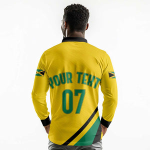 Personalised Jamaica Football Long Sleeve Polo Shirt Reggae Boyz Retro WC 1998 Inspired