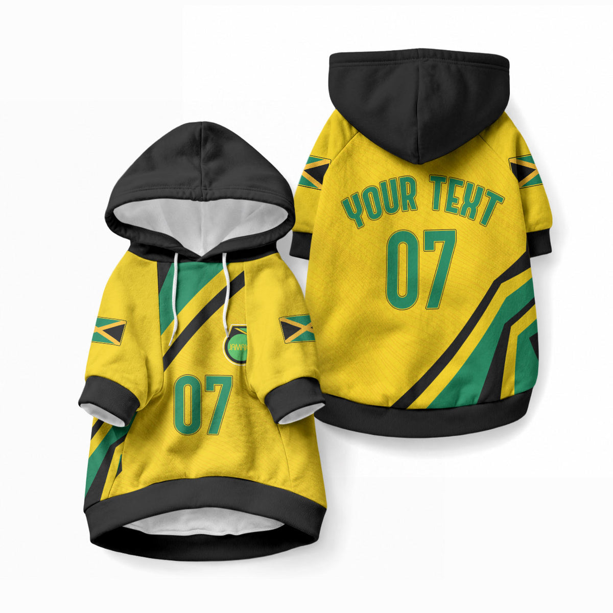 Custom Jamaica Football Pet Hoodie Reggae Boyz Retro WC 1998 Inspired