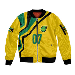 Personalised Jamaica Football Sleeve Zip Bomber Jacket Reggae Boyz Retro WC 1998 Inspired