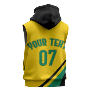 Personalised Jamaica Football Sleeveless Zip Hoodie Reggae Boyz Retro WC 1998 Inspired - African Pride