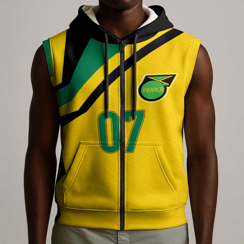 Personalised Jamaica Football Sleeveless Zip Hoodie Reggae Boyz Retro WC 1998 Inspired - African Pride