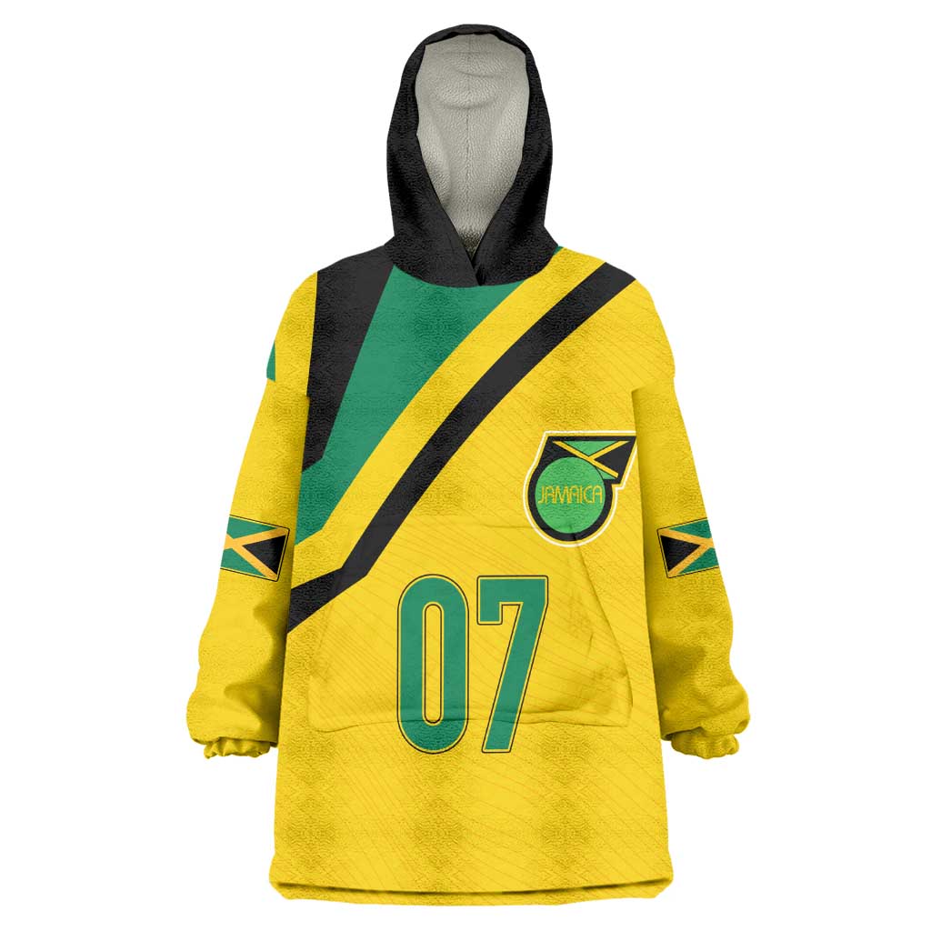 Personalised Jamaica Football Wearable Blanket Hoodie Reggae Boyz Retro WC 1998 Inspired