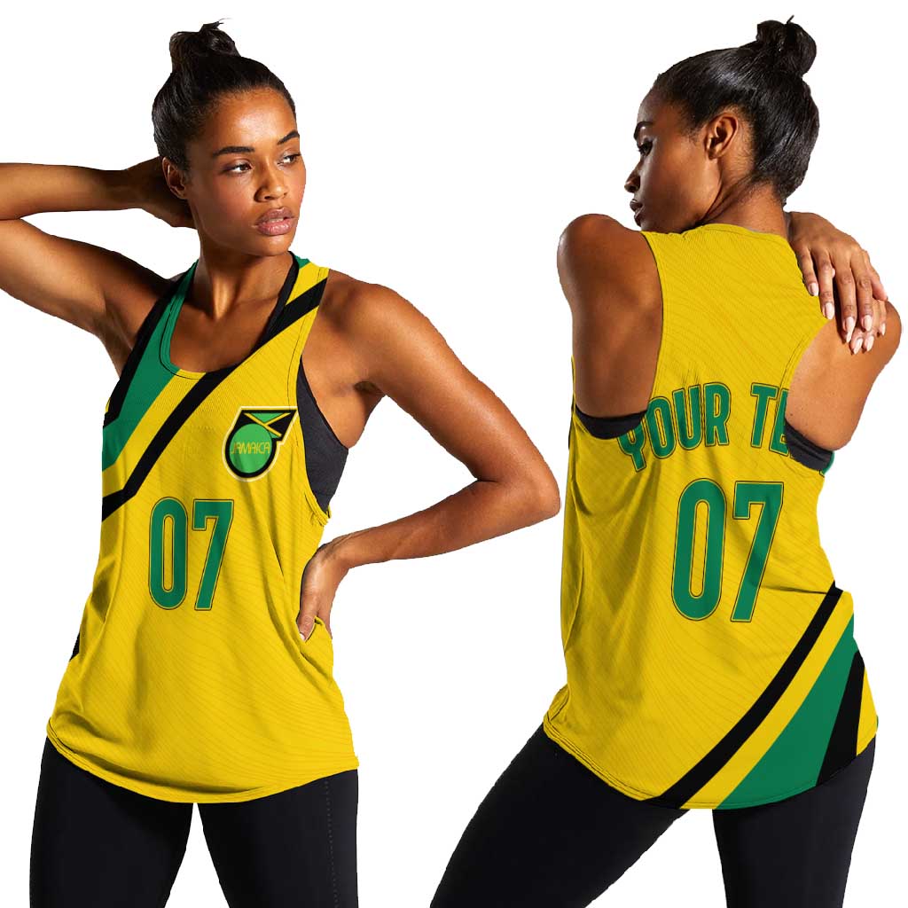 Personalised Jamaica Football Women Racerback Tank Reggae Boyz Retro WC 1998 Inspired