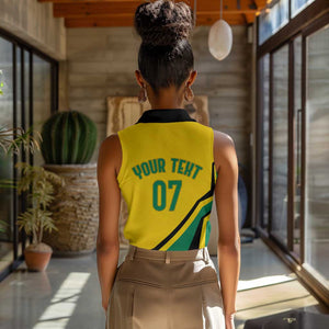 Personalised Jamaica Football Women Sleeveless Polo Shirt Reggae Boyz Retro WC 1998 Inspired