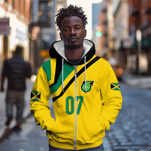 Personalised Jamaica Football Zip Hoodie Reggae Boyz Retro WC 1998 Inspired