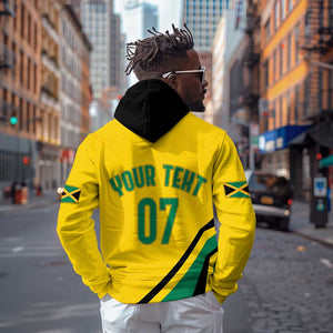 Personalised Jamaica Football Zip Hoodie Reggae Boyz Retro WC 1998 Inspired