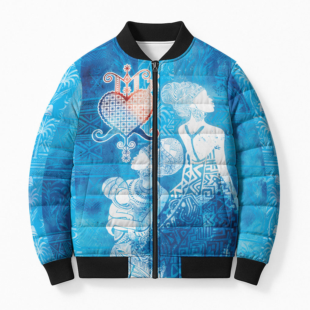 Afro Erzulie Dantor Veve Bomber Puffer Jacket Mother Goddess