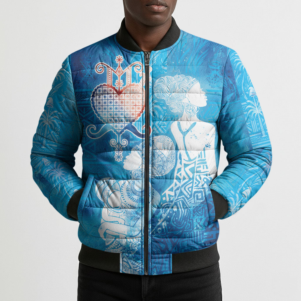 Afro Erzulie Dantor Veve Bomber Puffer Jacket Mother Goddess
