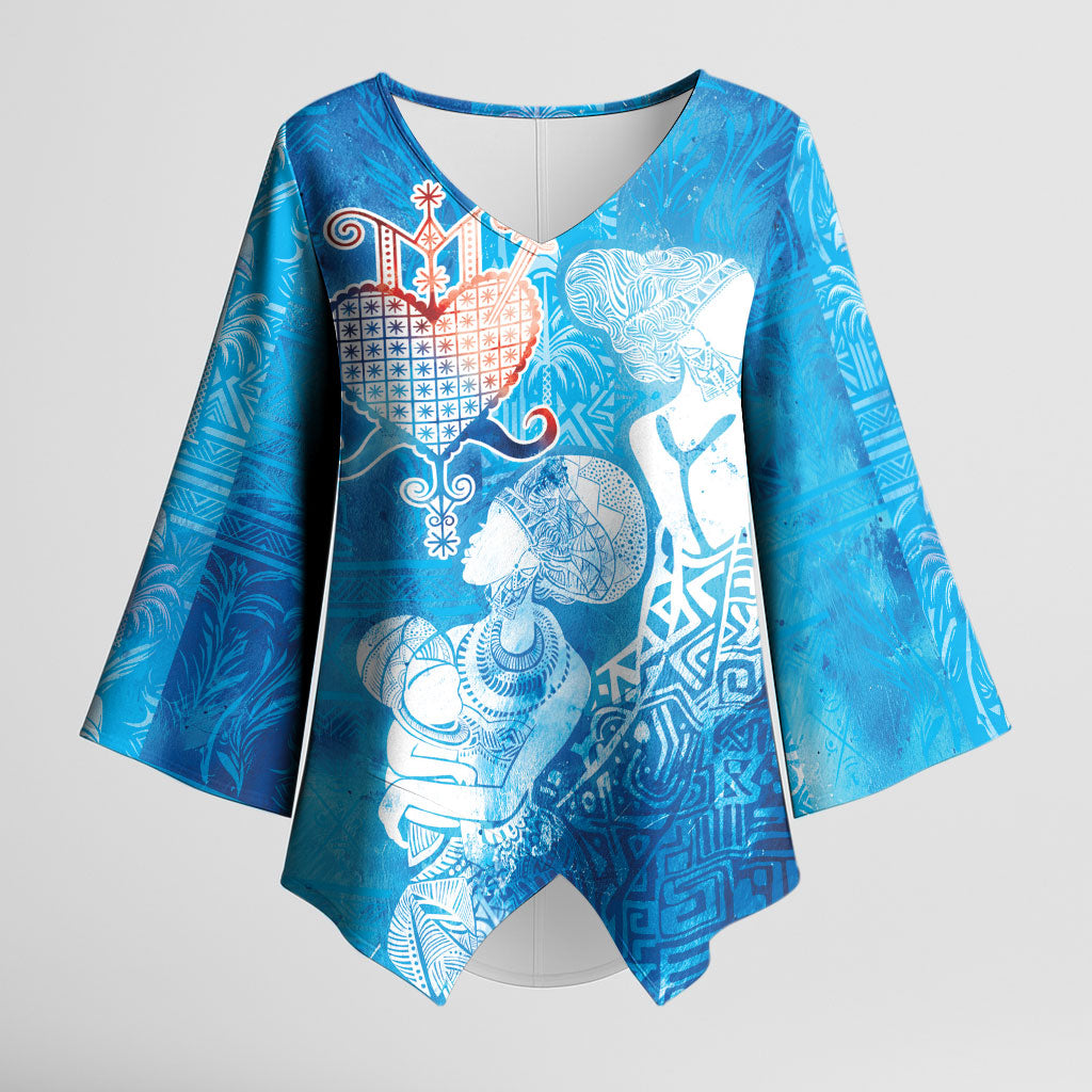 Afro Erzulie Dantor Veve Kimono Sleeve Blouse Mother Goddess