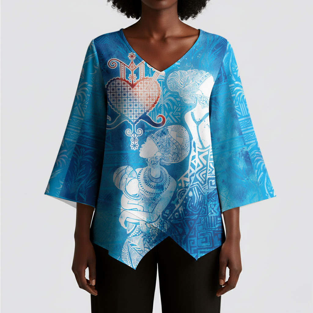 Afro Erzulie Dantor Veve Kimono Sleeve Blouse Mother Goddess