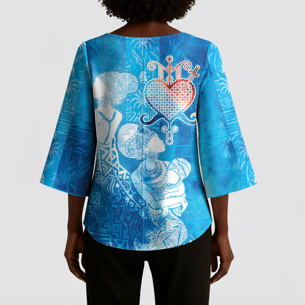 Afro Erzulie Dantor Veve Kimono Sleeve Blouse Mother Goddess