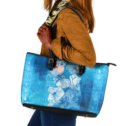 Afro Erzulie Dantor Veve Leather Tote Bag Mother Goddess