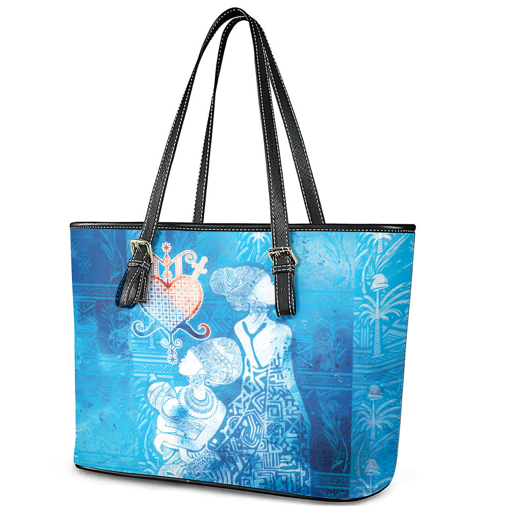 Afro Erzulie Dantor Veve Leather Tote Bag Mother Goddess