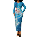 Afro Erzulie Dantor Veve Long Sleeve Bodycon Dress Mother Goddess