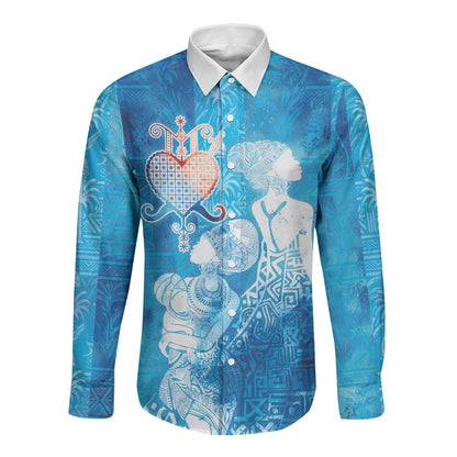 Afro Erzulie Dantor Veve Long Sleeve Button Shirt Mother Goddess