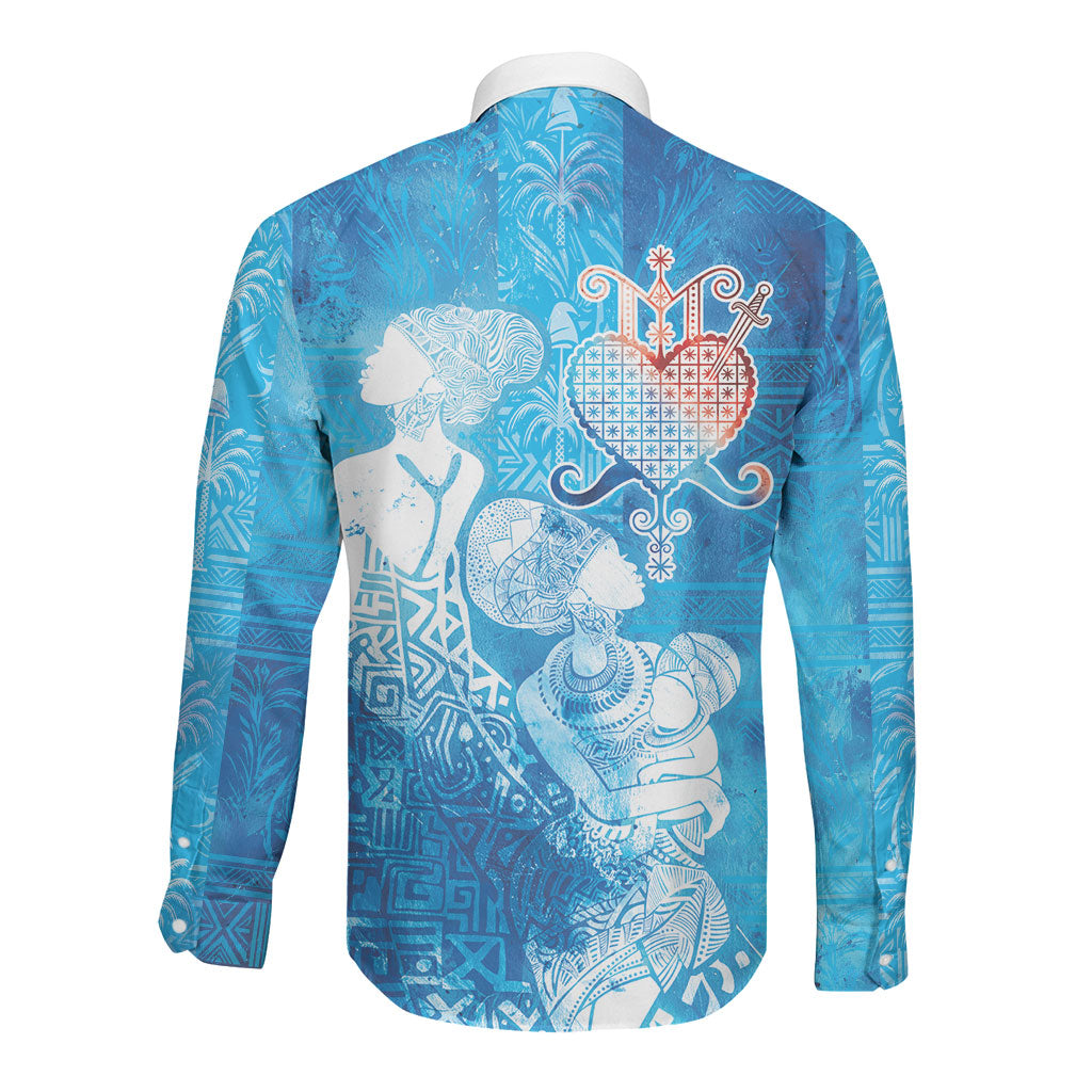 Afro Erzulie Dantor Veve Long Sleeve Button Shirt Mother Goddess