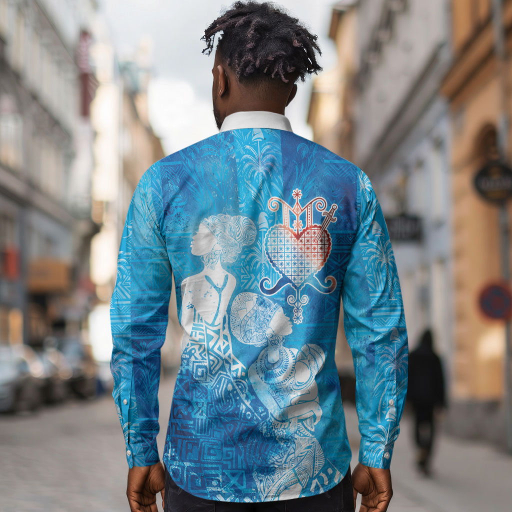 Afro Erzulie Dantor Veve Long Sleeve Button Shirt Mother Goddess