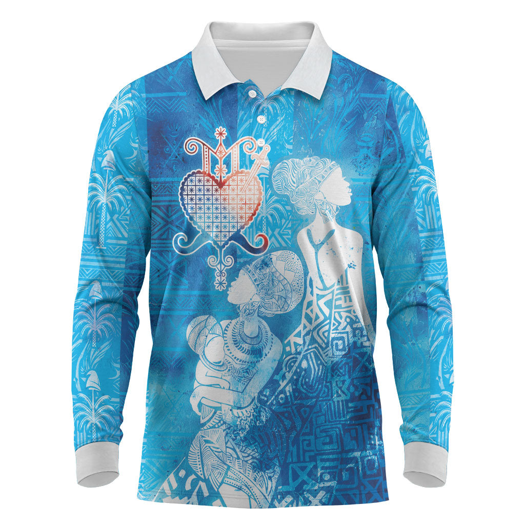 Afro Erzulie Dantor Veve Long Sleeve Polo Shirt Mother Goddess
