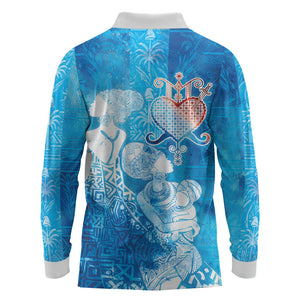 Afro Erzulie Dantor Veve Long Sleeve Polo Shirt Mother Goddess