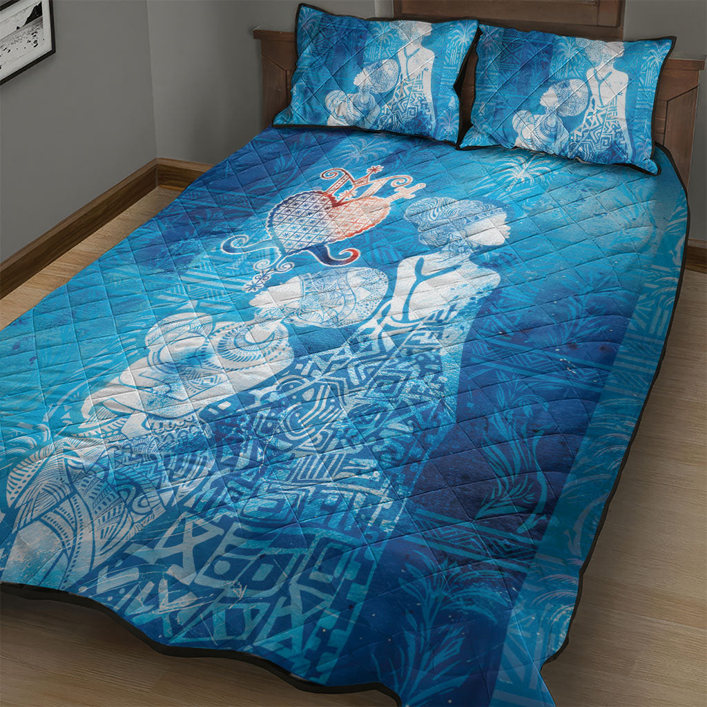 Afro Erzulie Dantor Veve Quilt Bed Set Mother Goddess