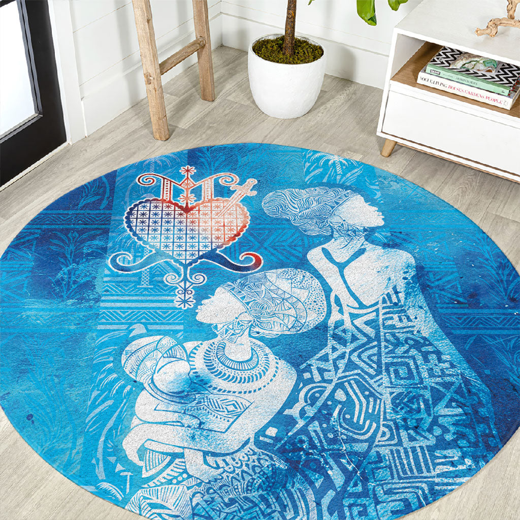 Afro Erzulie Dantor Veve Round Carpet Mother Goddess