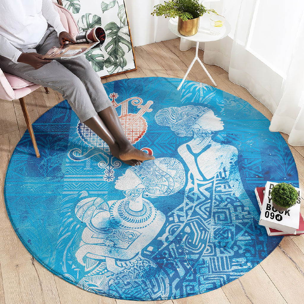 Afro Erzulie Dantor Veve Round Carpet Mother Goddess