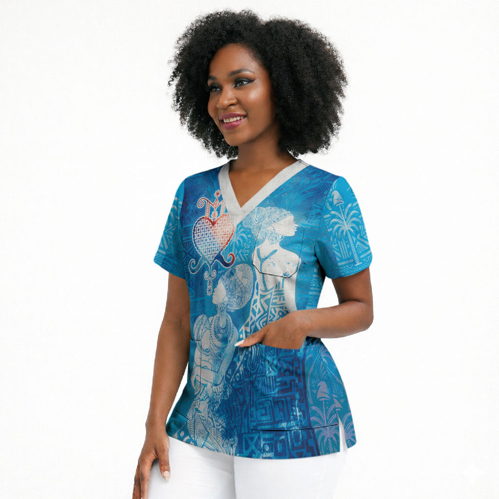 Afro Erzulie Dantor Veve Scrub Top Mother Goddess