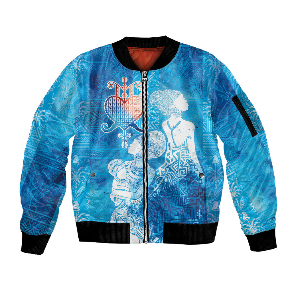 Afro Erzulie Dantor Veve Sleeve Zip Bomber Jacket Mother Goddess