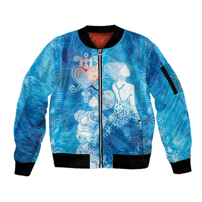 Afro Erzulie Dantor Veve Sleeve Zip Bomber Jacket Mother Goddess