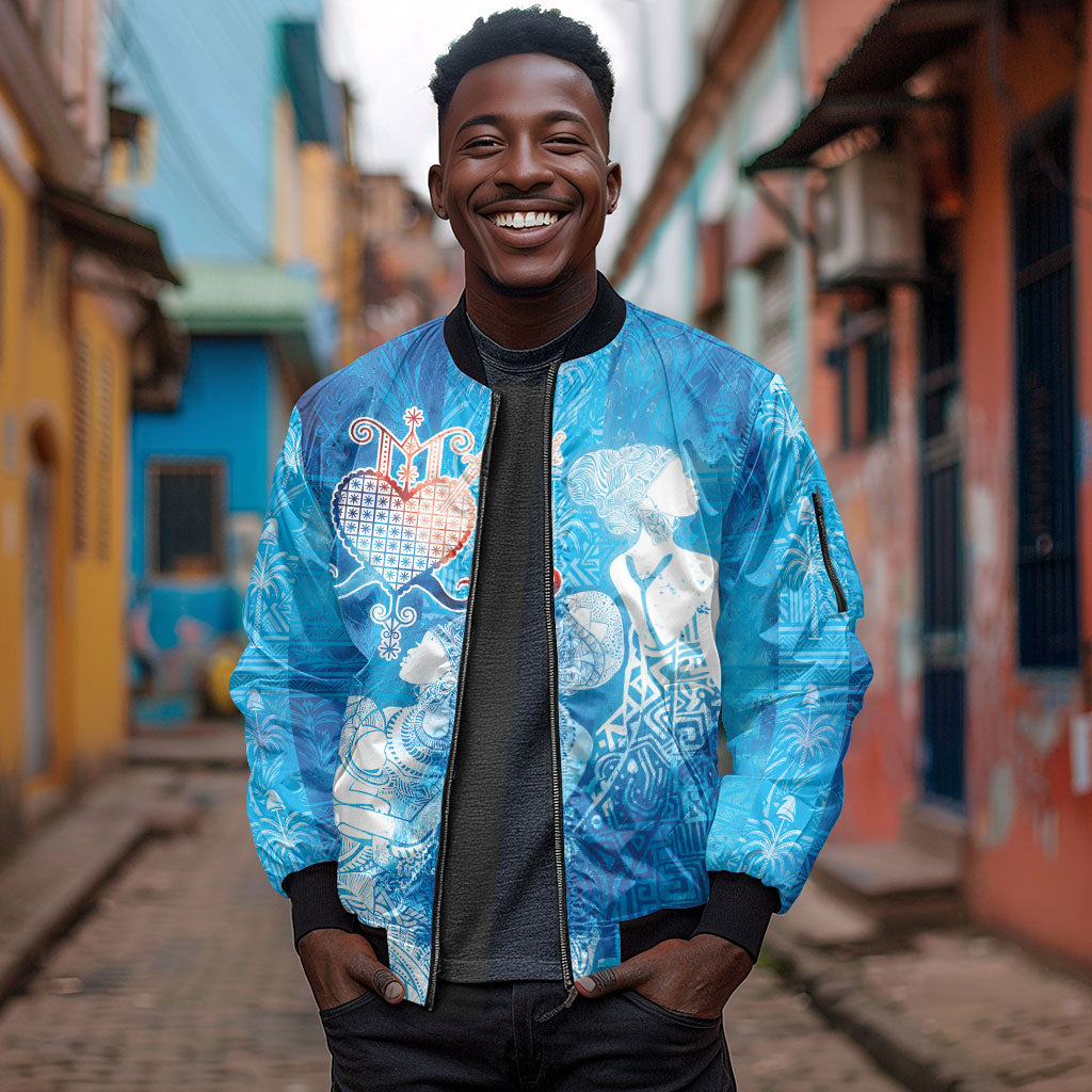 Afro Erzulie Dantor Veve Sleeve Zip Bomber Jacket Mother Goddess