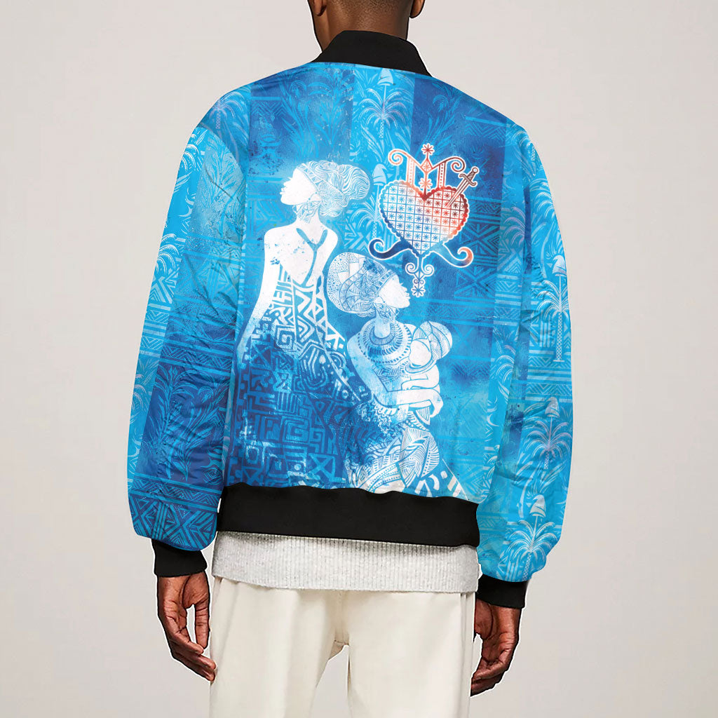 Afro Erzulie Dantor Veve Sleeve Zip Bomber Jacket Mother Goddess