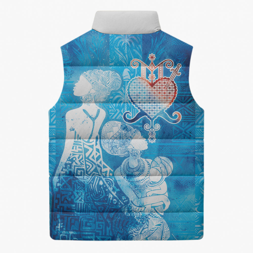Afro Erzulie Dantor Veve Sleeveless Puffer Jacket Mother Goddess