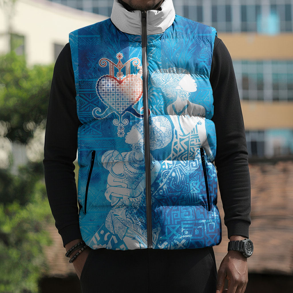 Afro Erzulie Dantor Veve Sleeveless Puffer Jacket Mother Goddess