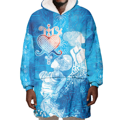 Afro Erzulie Dantor Veve Wearable Blanket Hoodie Mother Goddess