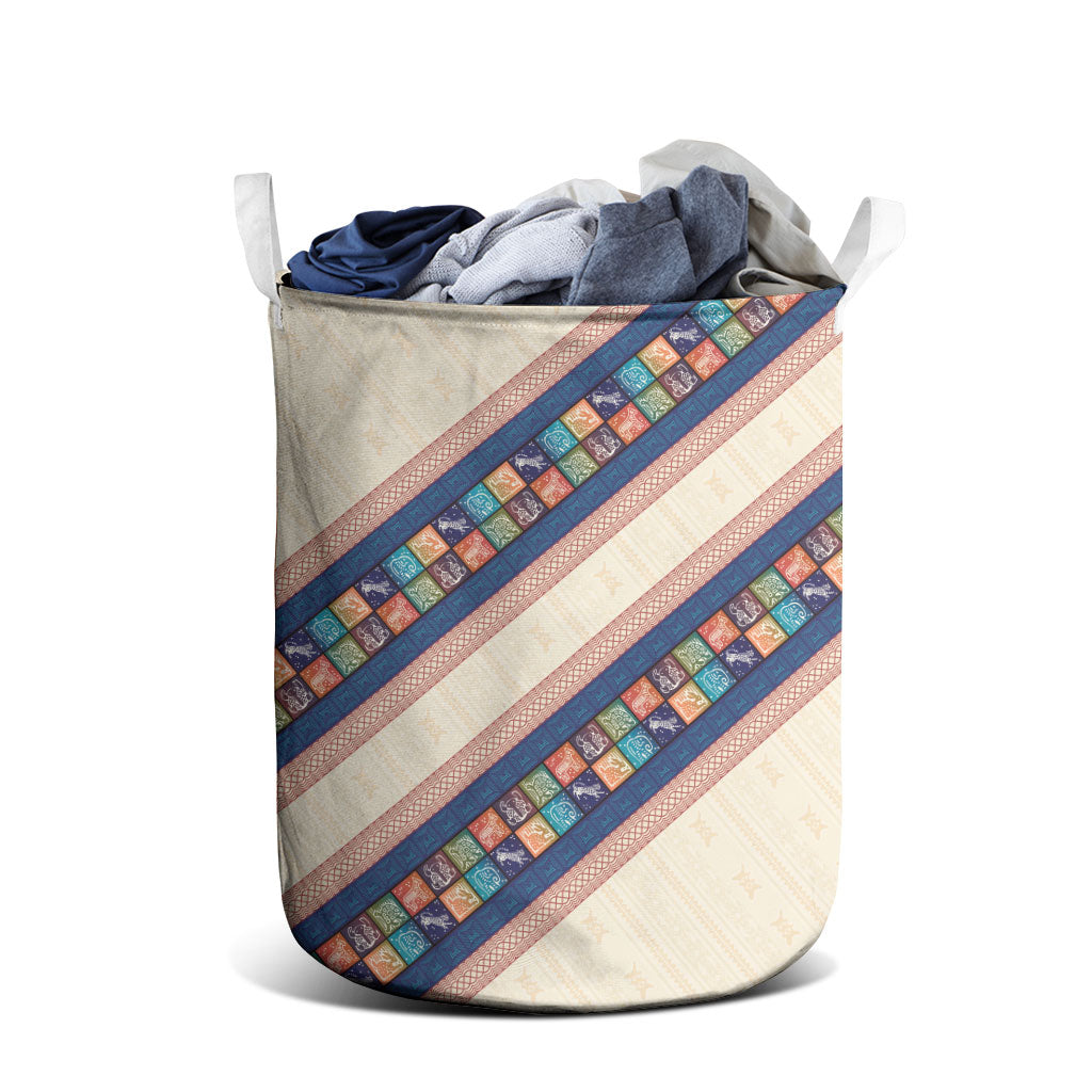 Zimbabwe Heritage Laundry Basket Screen Print Animals Motif