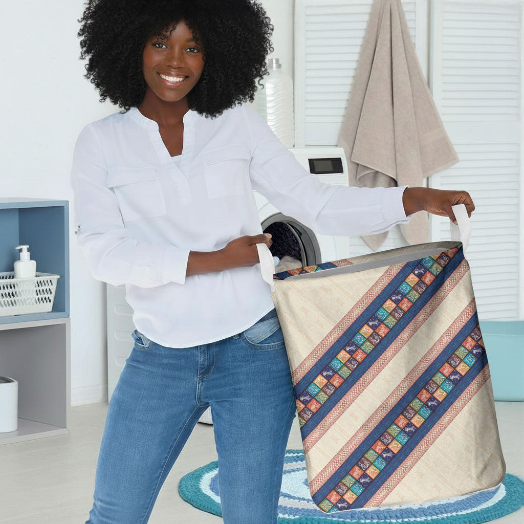 Zimbabwe Heritage Laundry Basket Screen Print Animals Motif