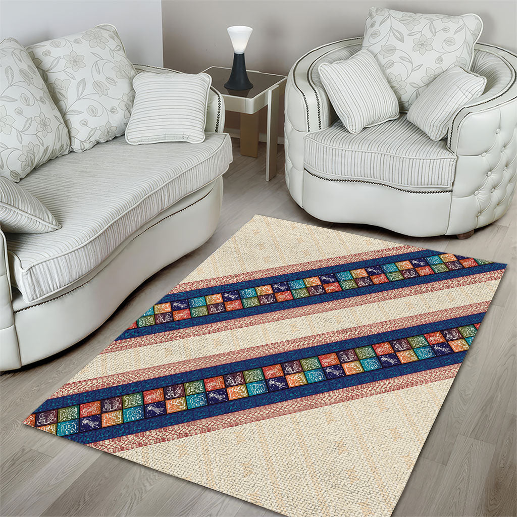 Zimbabwe Heritage Area Rug Screen Print Animals Motif