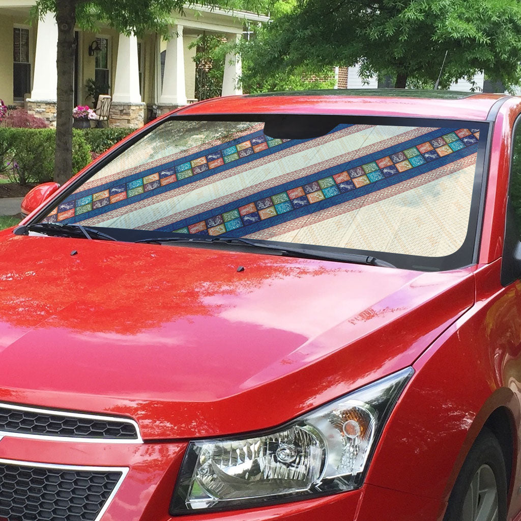 Zimbabwe Heritage Auto Sun Shade Screen Print Animals Motif