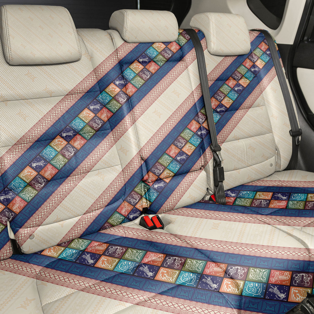 Zimbabwe Heritage Back Car Seat Cover Screen Print Animals Motif